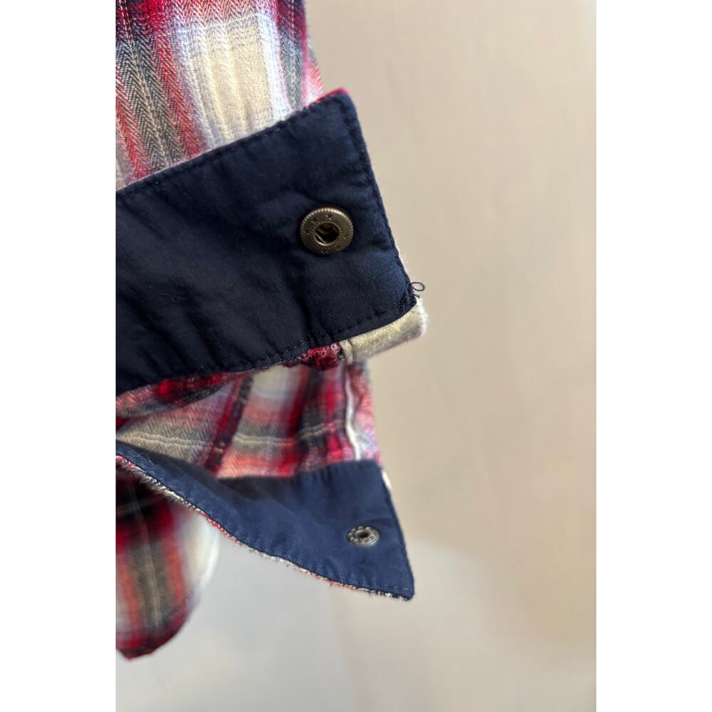 🔥SALE🔥 KUT from the Kloth Plaid Flannel Shirt Women M Red Blue Snap Western Rock - Picture 5 of 10